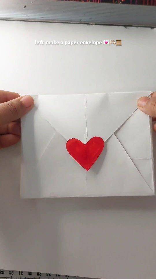 Simple Folded Paper Envelope with Heart Accent