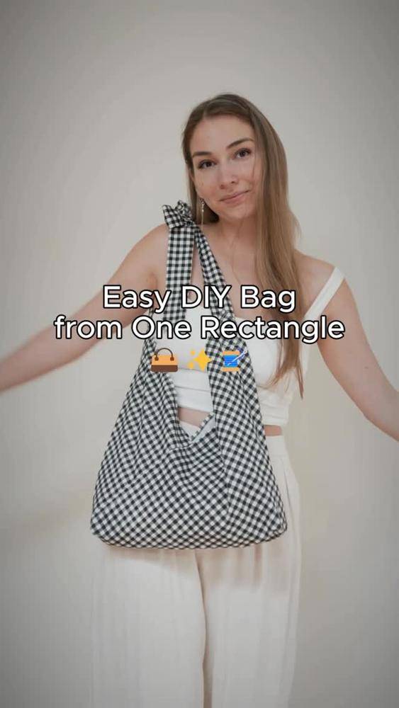 Simple Gingham Tote Bag Sewing Project