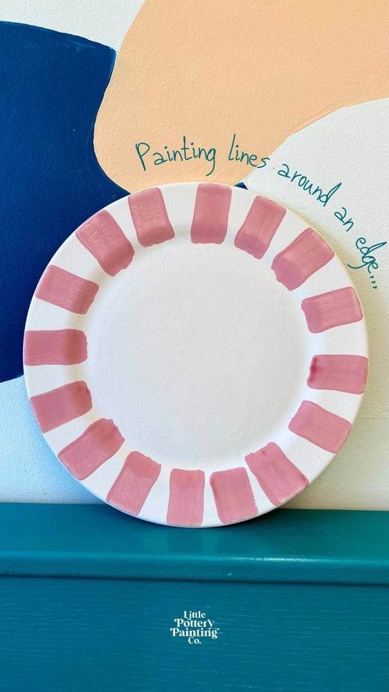 Simple Pink Stripe Pottery Plate