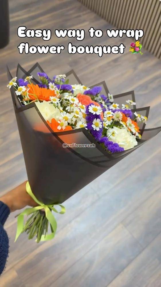 Sleek Black Paper Wrapped Bouquet