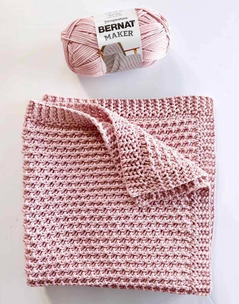 Soft Textured Pink Crochet Baby Blanket