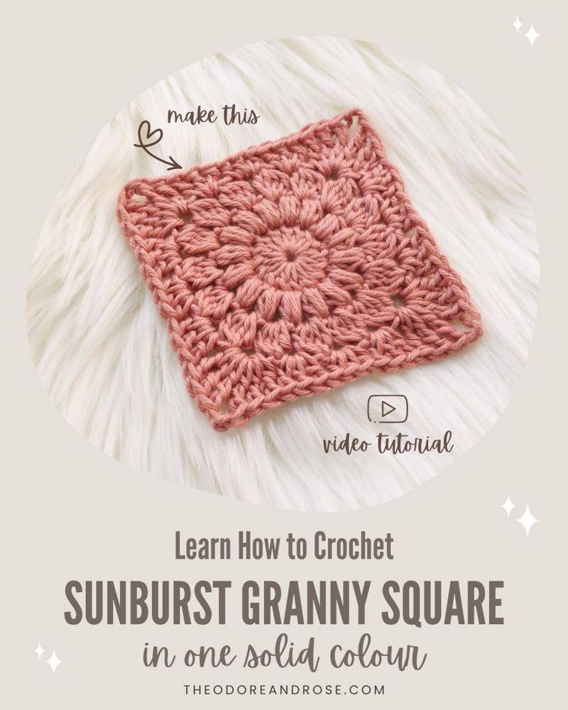 Solid Colour Sunburst Granny Square Crochet