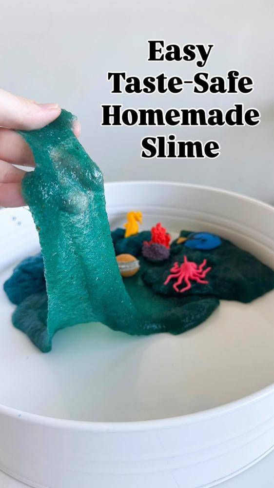 Sparkling Teal Ocean Slime Sensory Bin