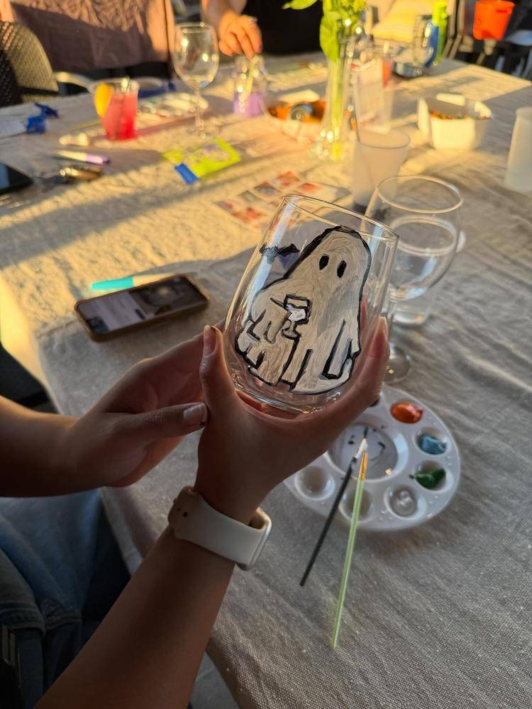 Spooky Ghost Wine Glass Painting