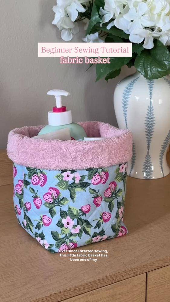 Strawberry Print Fabric Storage Basket Project