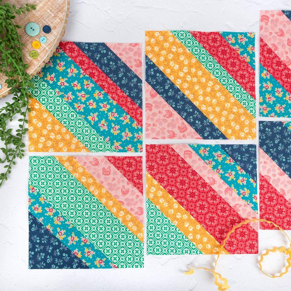 Strip Pieced Diagonal Quilt Blocks