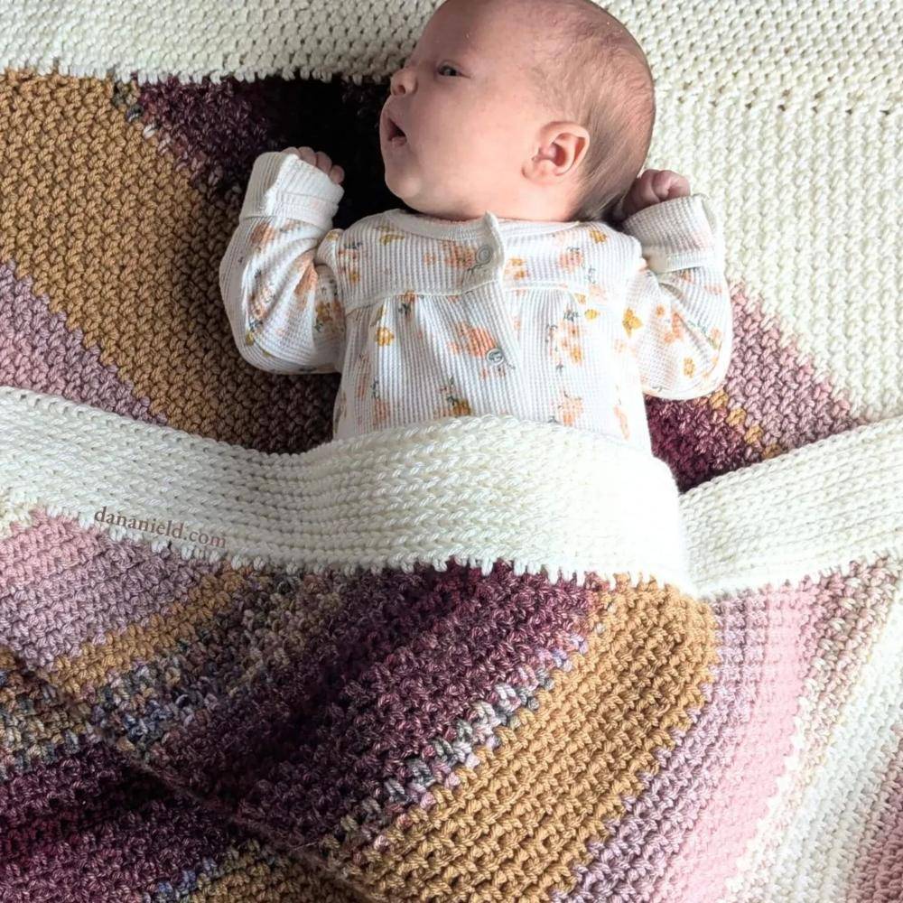 Striped Bias Crochet Baby Blanket