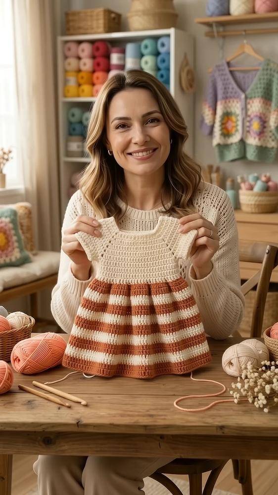 Striped Crochet Baby Dress Project