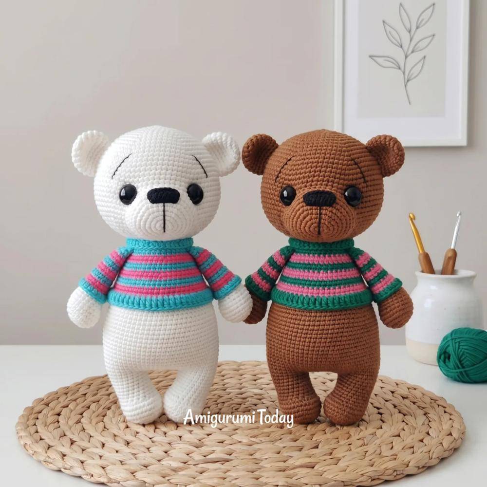 Striped Sweater Amigurumi Bears