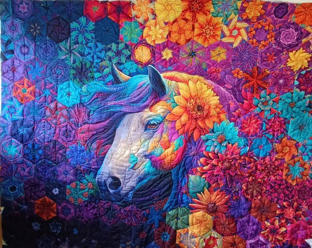 Stunning Equine & Floral Hexagon Quilt Project