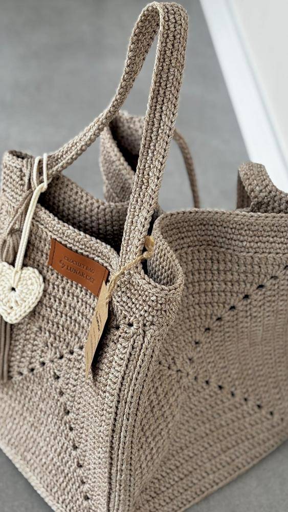 Stylish Textured Crochet Tote Bag