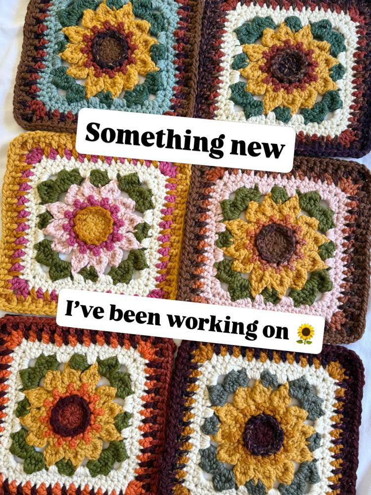 Sunflower Granny Square Crochet Motifs
