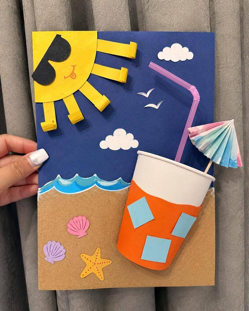 Sunny Beach Day Paper Craft Scene