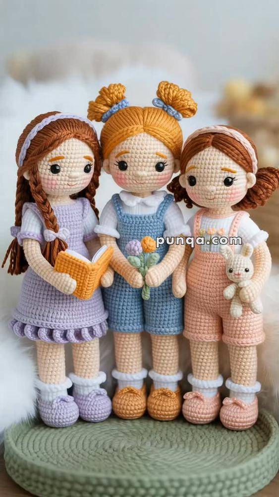 Sweet Amigurumi Doll Trio Crochet Project