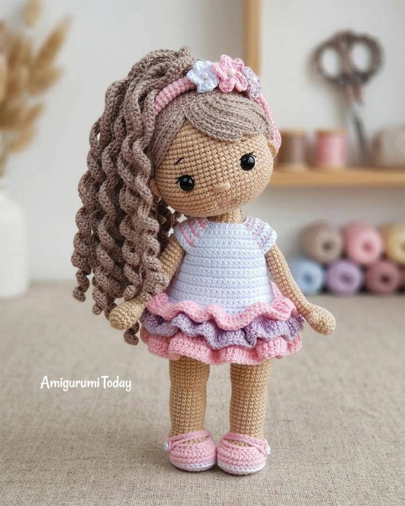 Sweet Amigurumi Doll with Ruffled Skirt