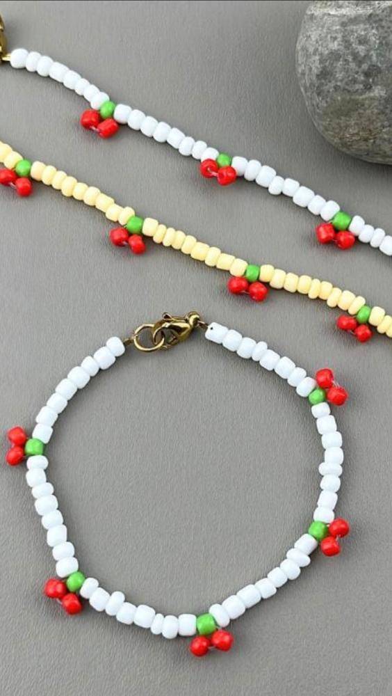 Sweet Cherry Charm Beaded Bracelets