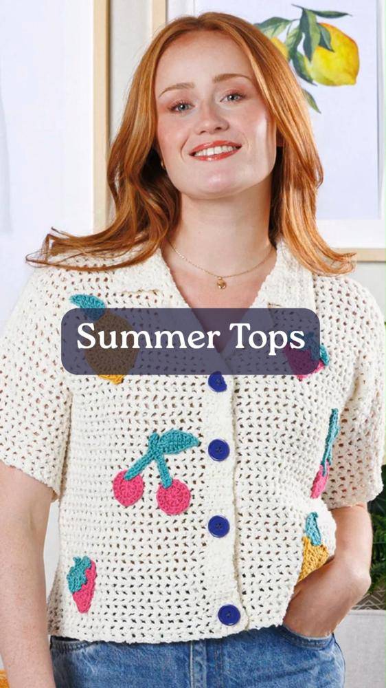 Sweet Cherry Crochet Button-Up Top