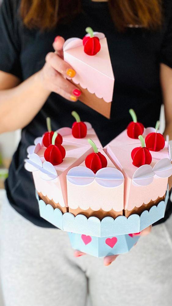 Sweet Cherry Slice Paper Treat Box Craft