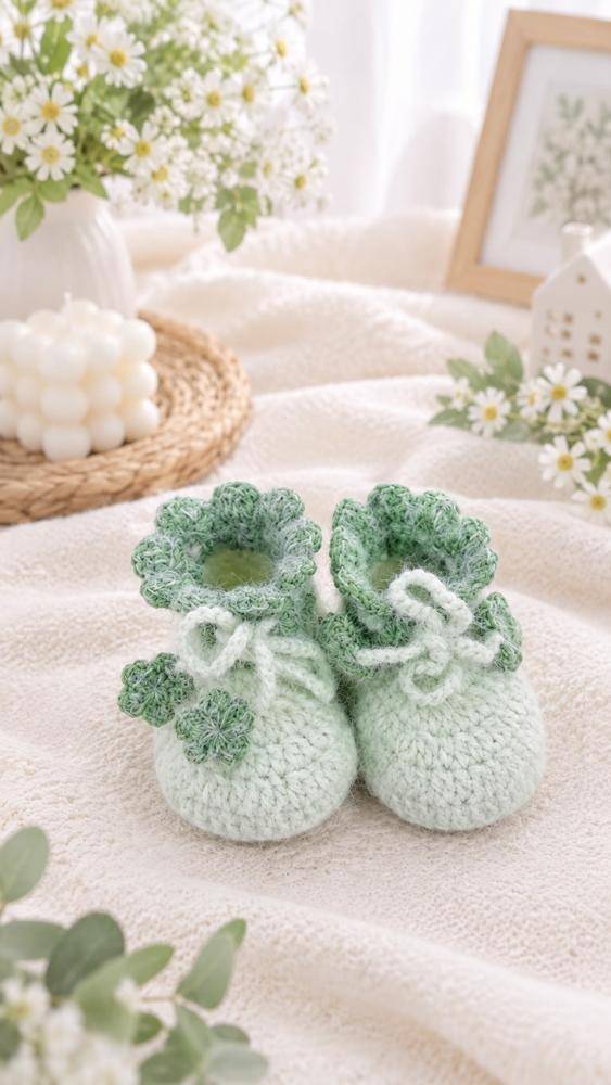 Sweet Clover Crochet Baby Booties Project