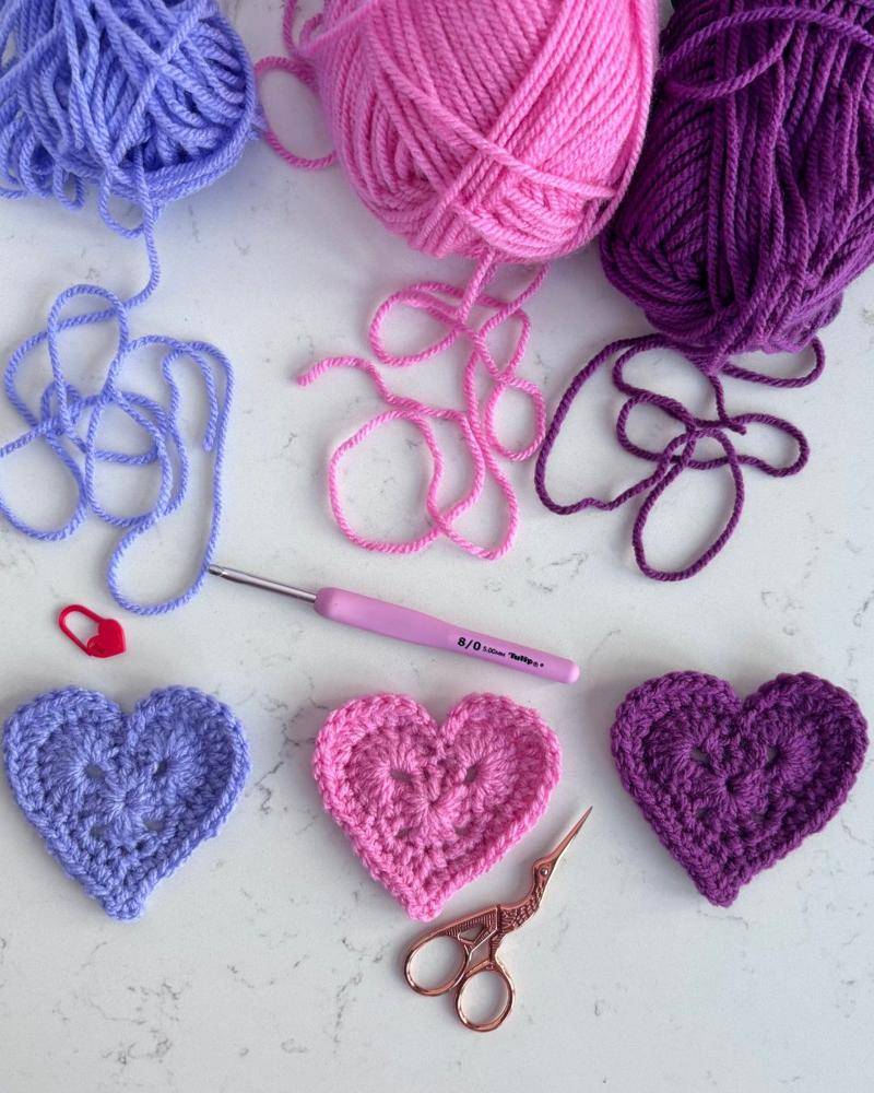 Sweet Crochet Heart Granny Squares
