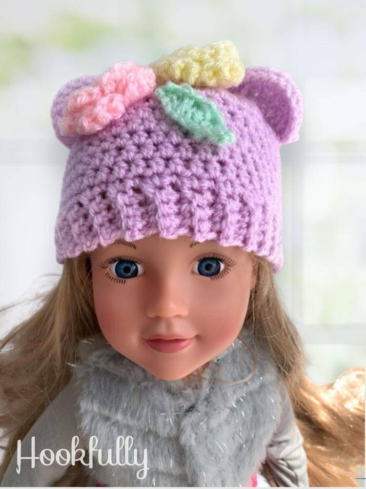Sweet Crocheted Bear Hat for Dolls