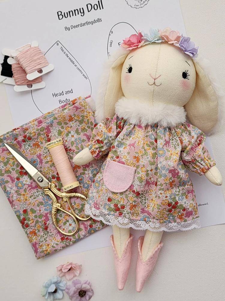 Sweet Fabric Bunny Doll Sewing Project