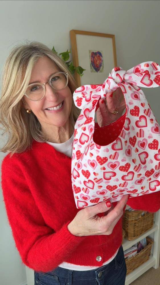 Sweet Heart-Printed Fabric Tote Bag