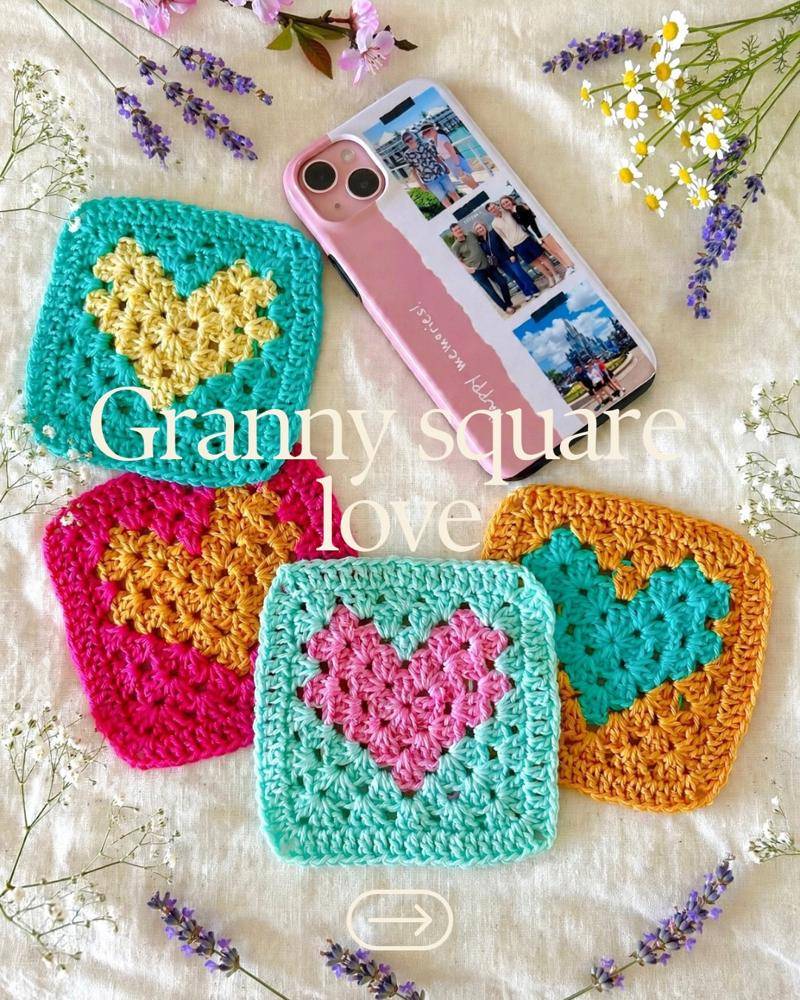 Sweet Heart Granny Square Crochet Coasters