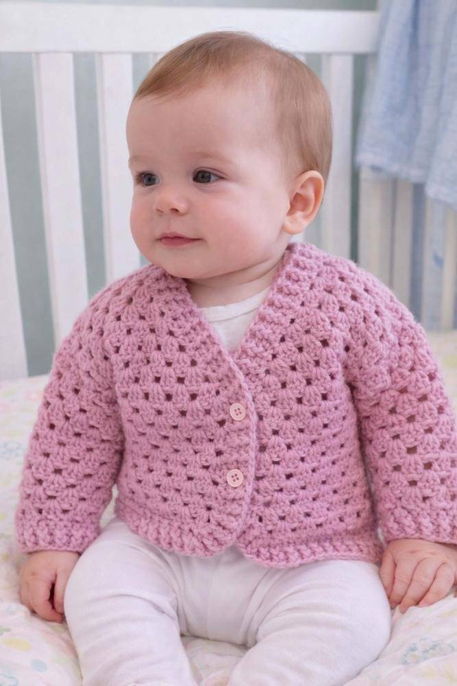 Sweet Shell Stitch Crochet Baby Cardigan