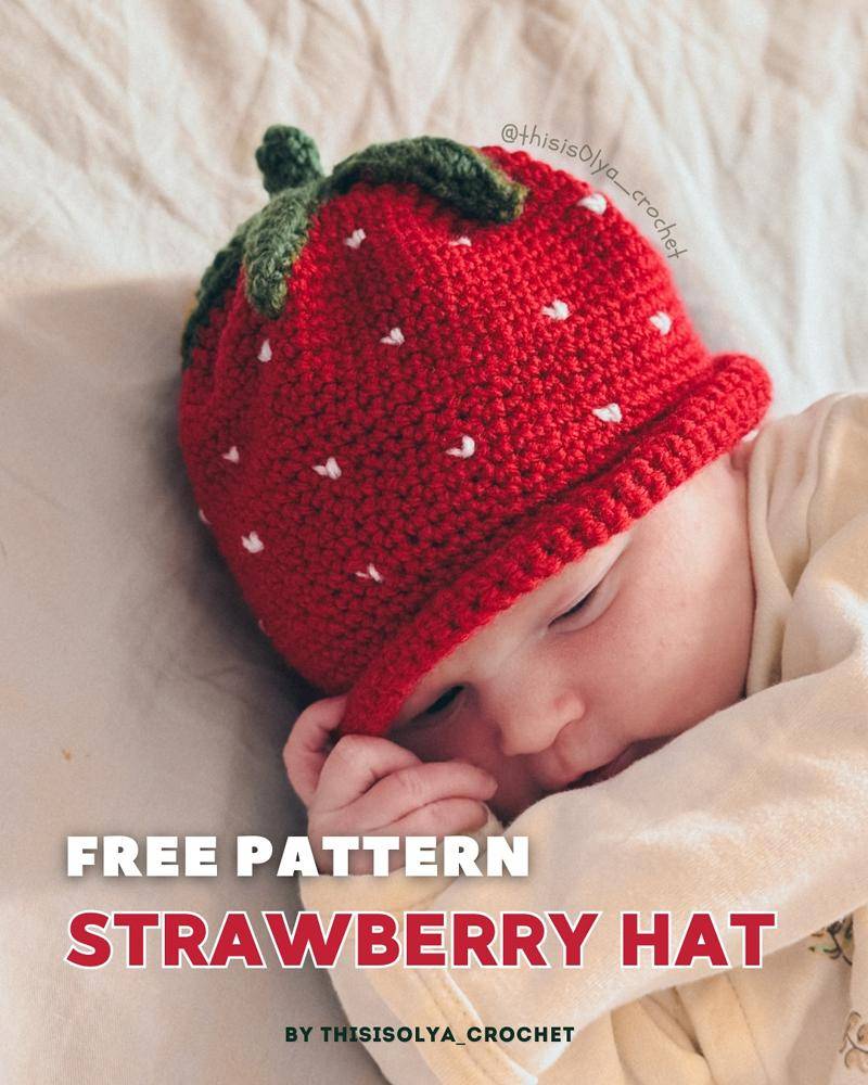Sweet Strawberry Crochet Baby Hat