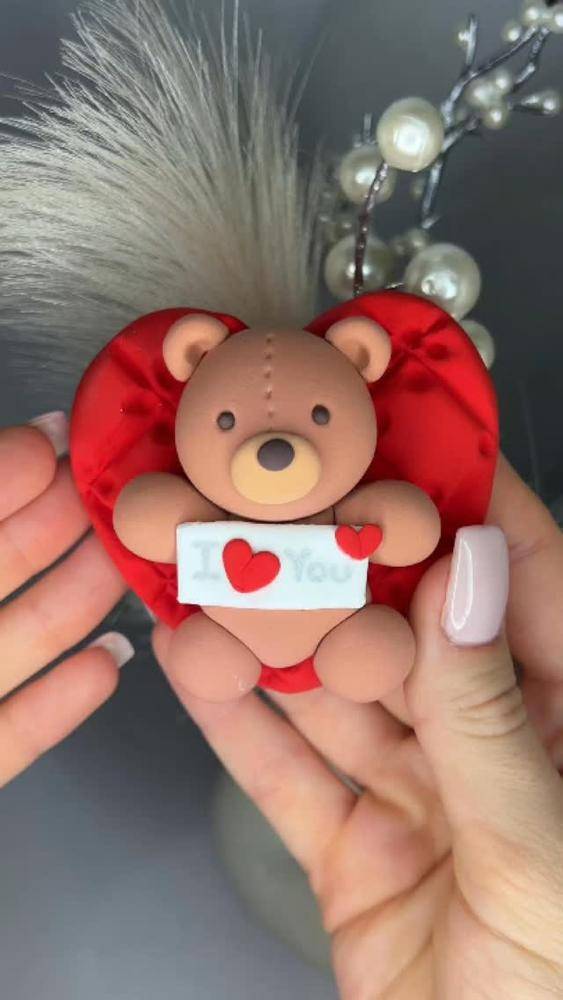 Sweet Teddy Bear with Heart Valentine's Day Charm