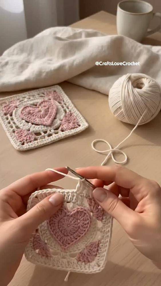 Sweetheart Crochet Granny Square Coaster