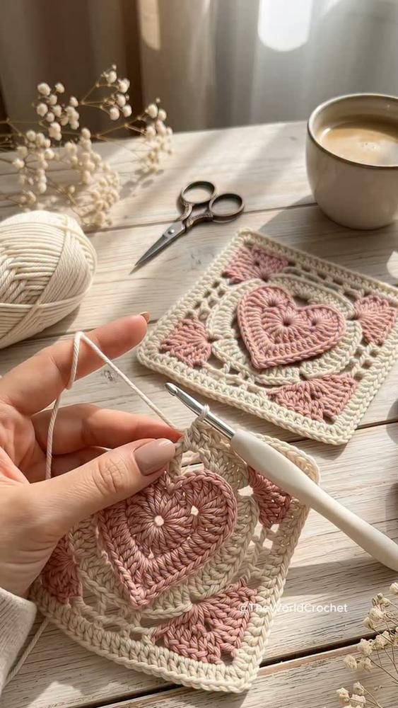 Sweetheart Heart Granny Square Crochet Pattern