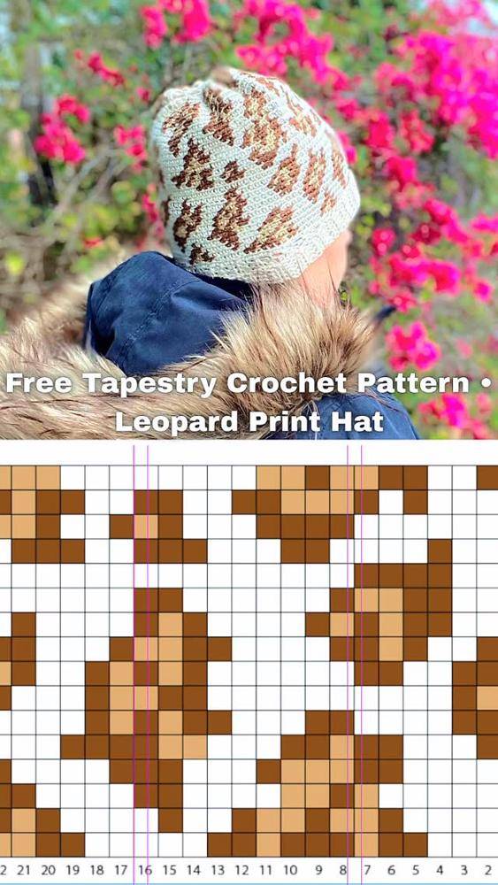 Tapestry Crochet Leopard Print Hat Pattern