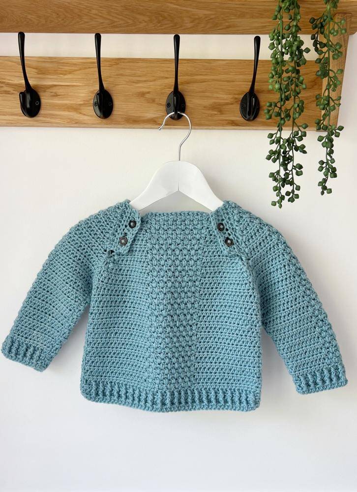 Textured Blue Crochet Baby Cardigan
