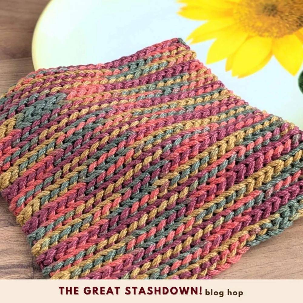 Textured Crocheted Washcloth with Variegated Yarn