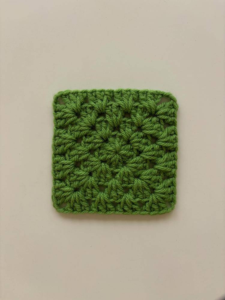 Textured Green Crochet Starburst Square