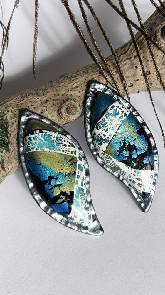 Textured Polymer Clay Leaf Pendants