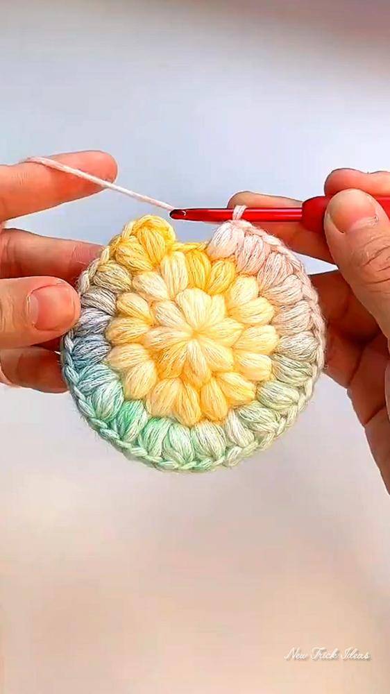 Textured Puff Stitch Crochet Circle Project