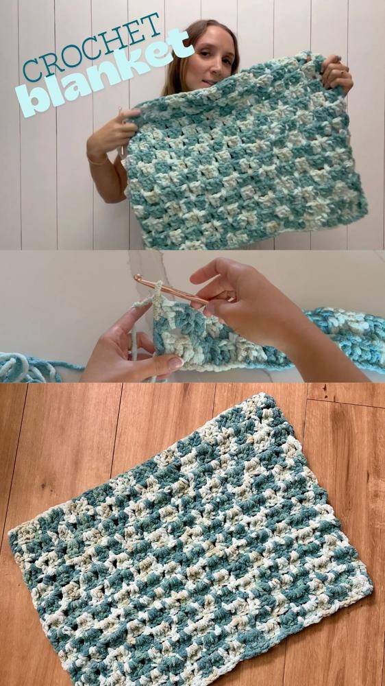 Textured Two-Tone Crochet Baby Blanket