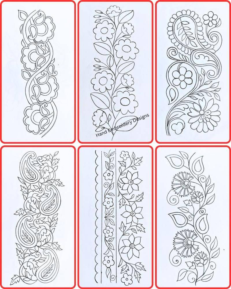 Traditional Paisley and Floral Embroidery Borders