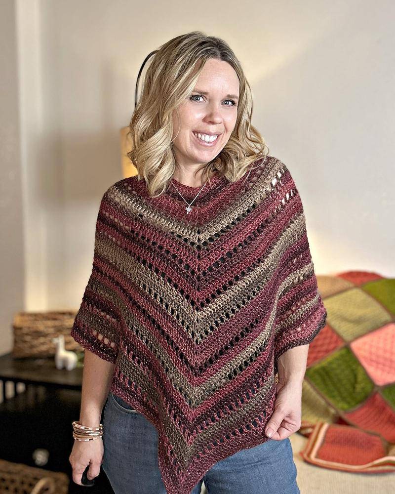 V-Stitch Crochet Poncho with Sparkle