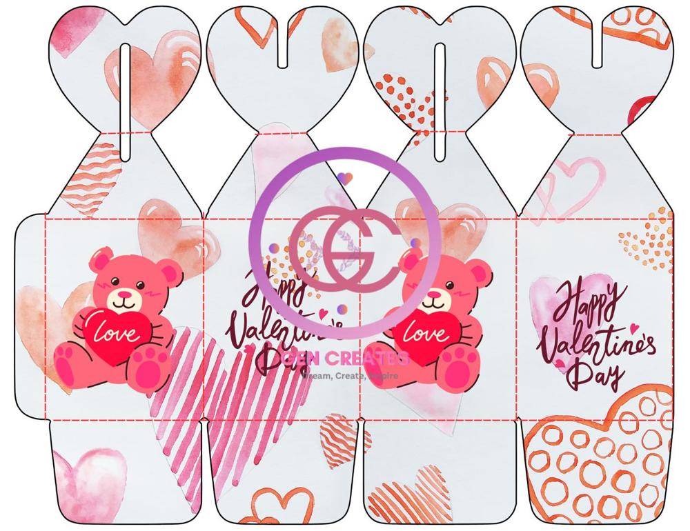 Valentine's Day Teddy Bear Box Template