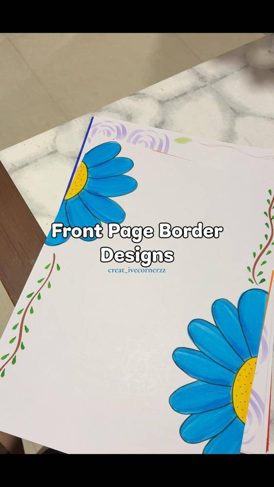 Vibrant Blue Daisy and Vine Border Design