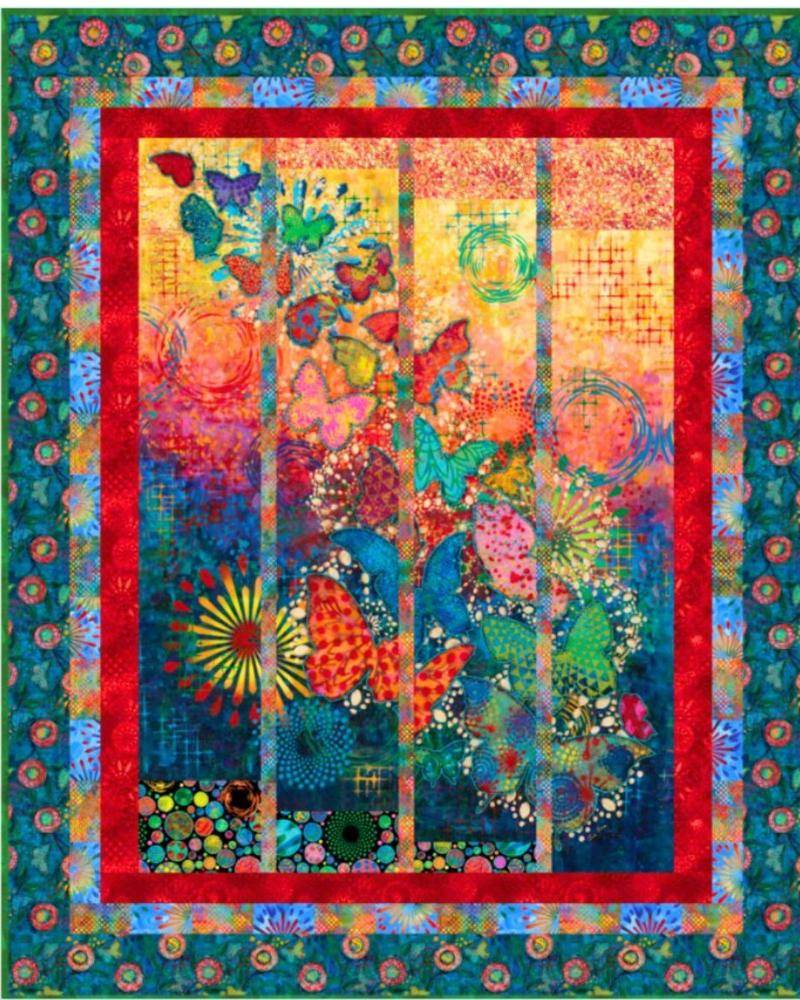 Vibrant Butterfly Panel Quilt with Bold Borders