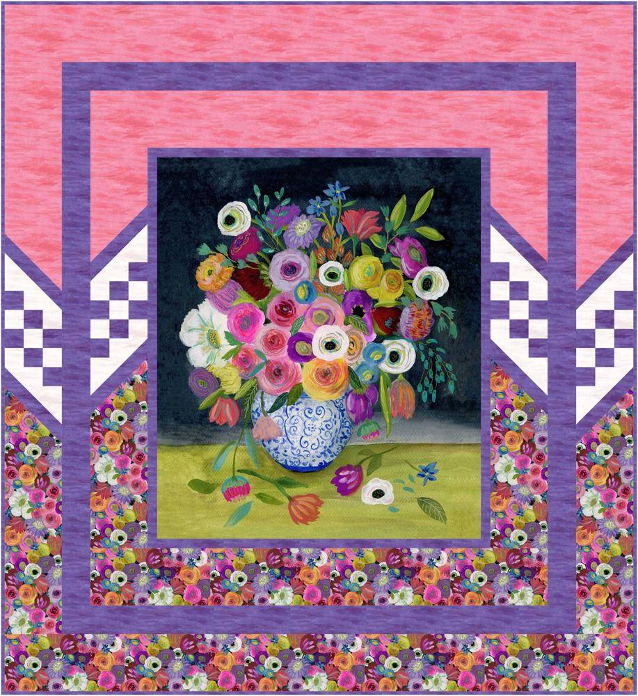 Vibrant Floral Applique Quilt Design