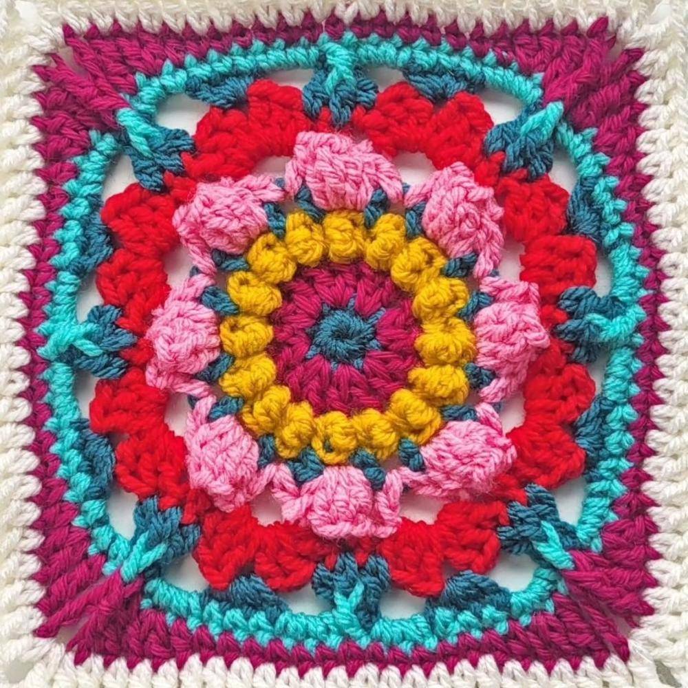 Vibrant Floral Burst Granny Square Crochet Project