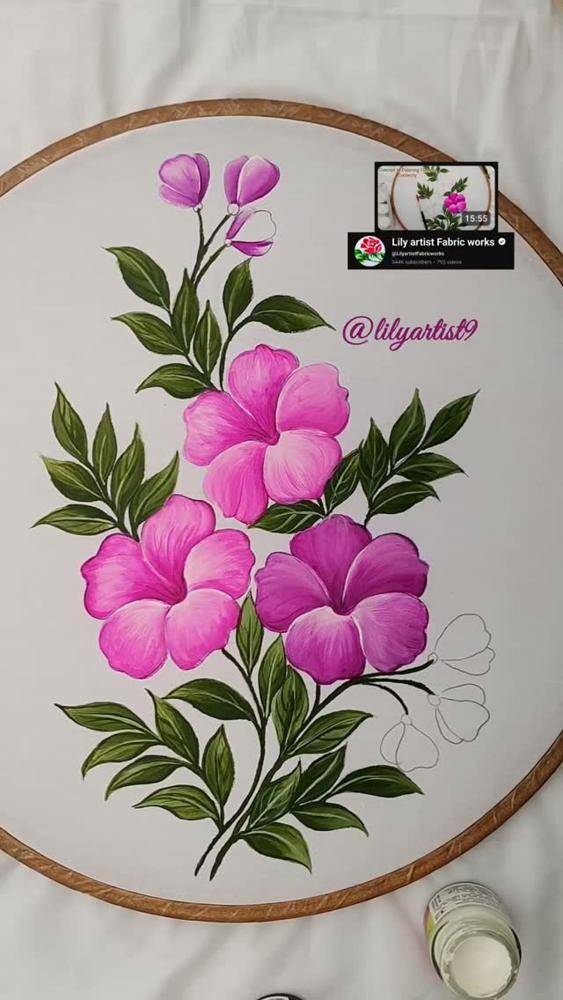 Vibrant Fuchsia Floral Fabric Painting Project