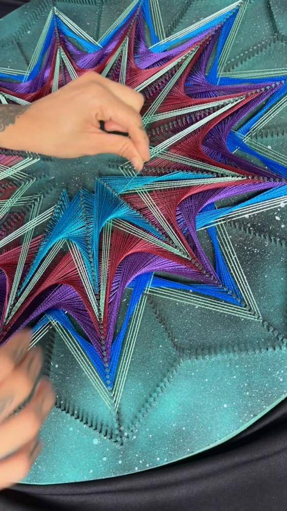 Vibrant Geometric String Art Masterpiece