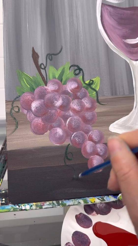 Vibrant Grape Cluster Painting for Wine Enthusiasts